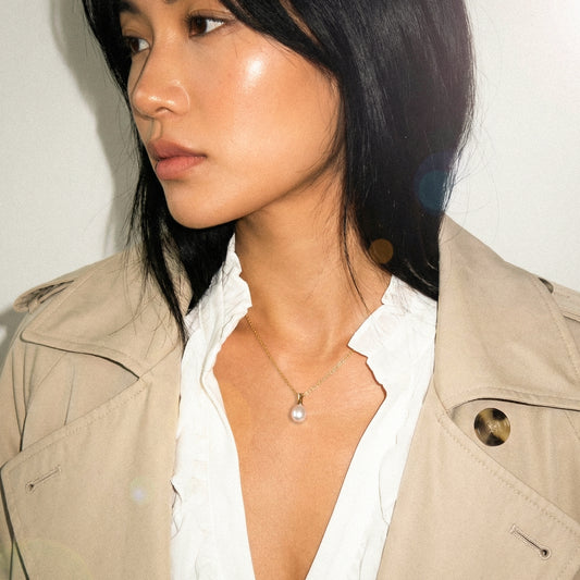 Eliza Grey 10mm Pearl Pendant Necklace 18ct Gold Plated