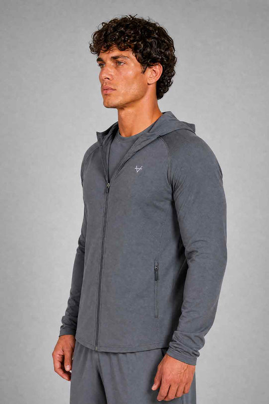 Oxen Mens Endure FZ Performance Hoody Fossil