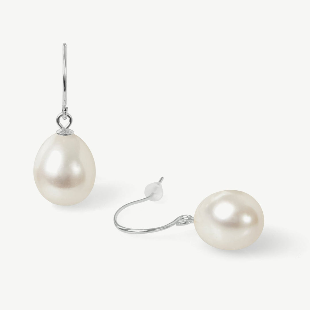 Pearl earrings on a white background