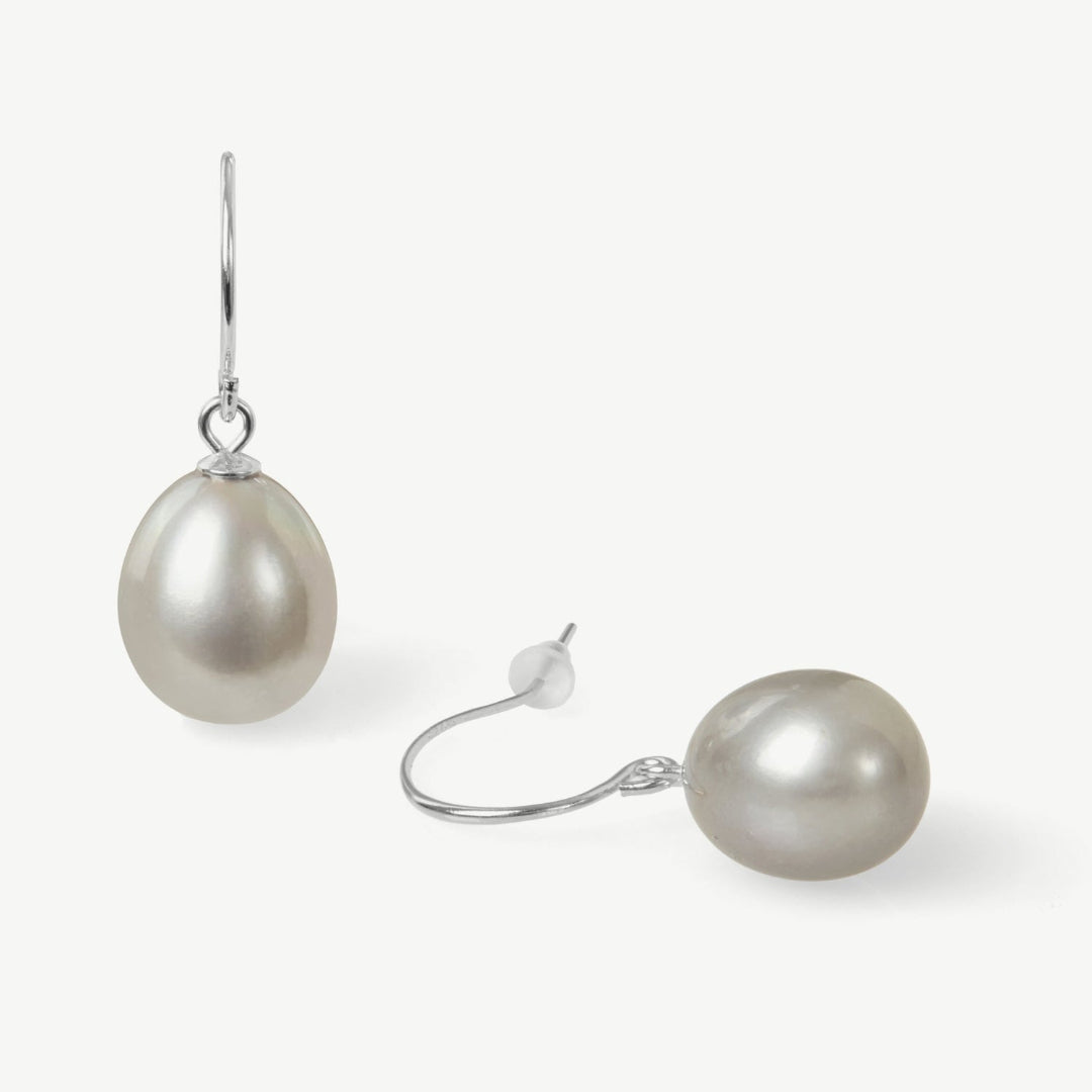 Pearl earrings on a white background