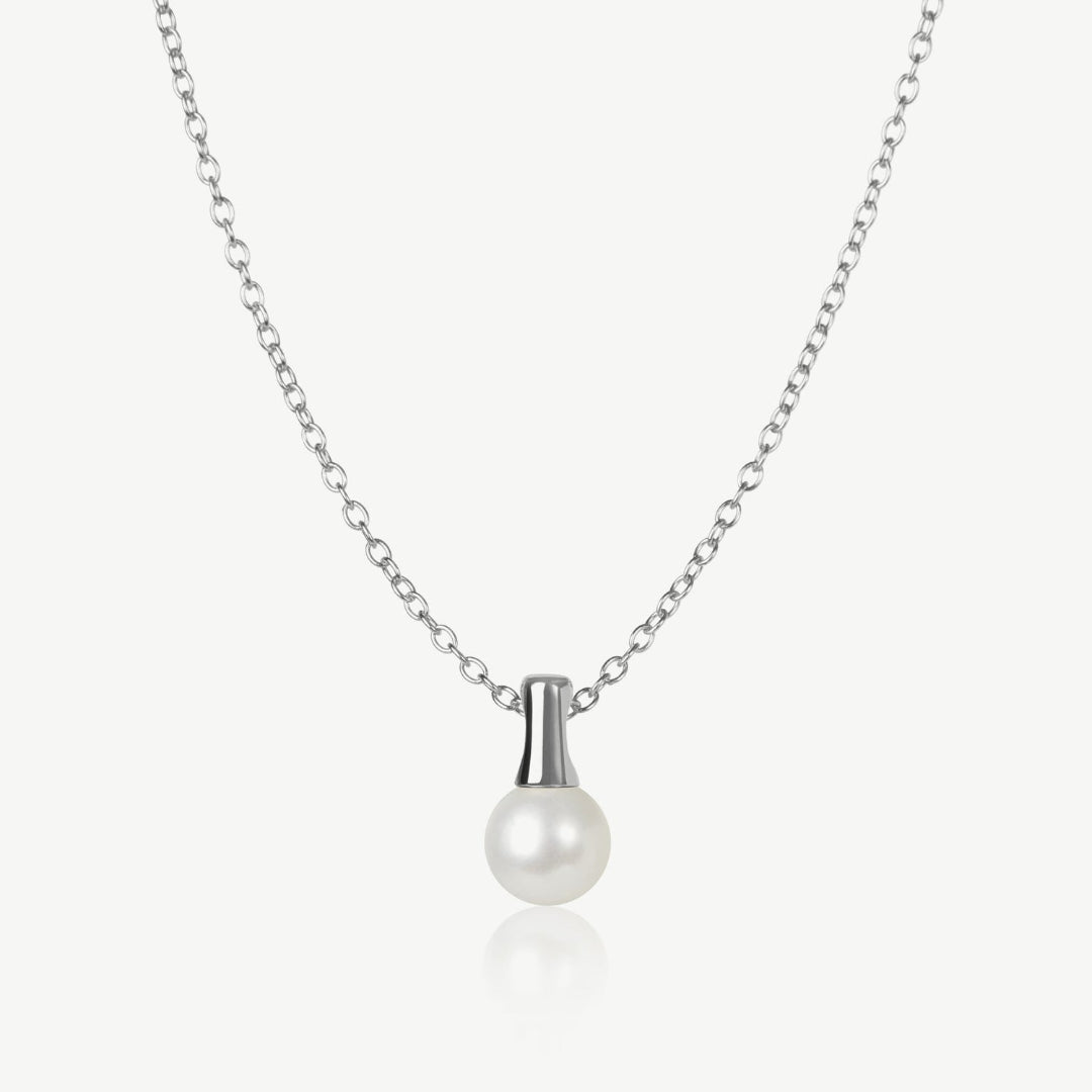 Maya 8mm Pearl Pendant Necklace 925 Sterling Silver