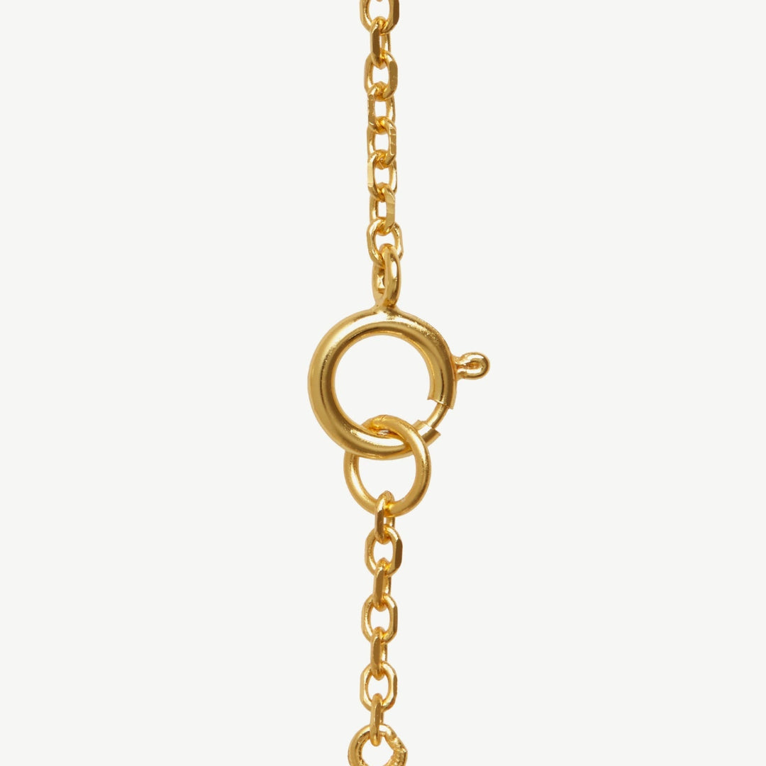 Gold chain with clasp on a white background